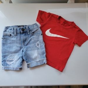 Nike shirt and Oshkosh shorts set 2t